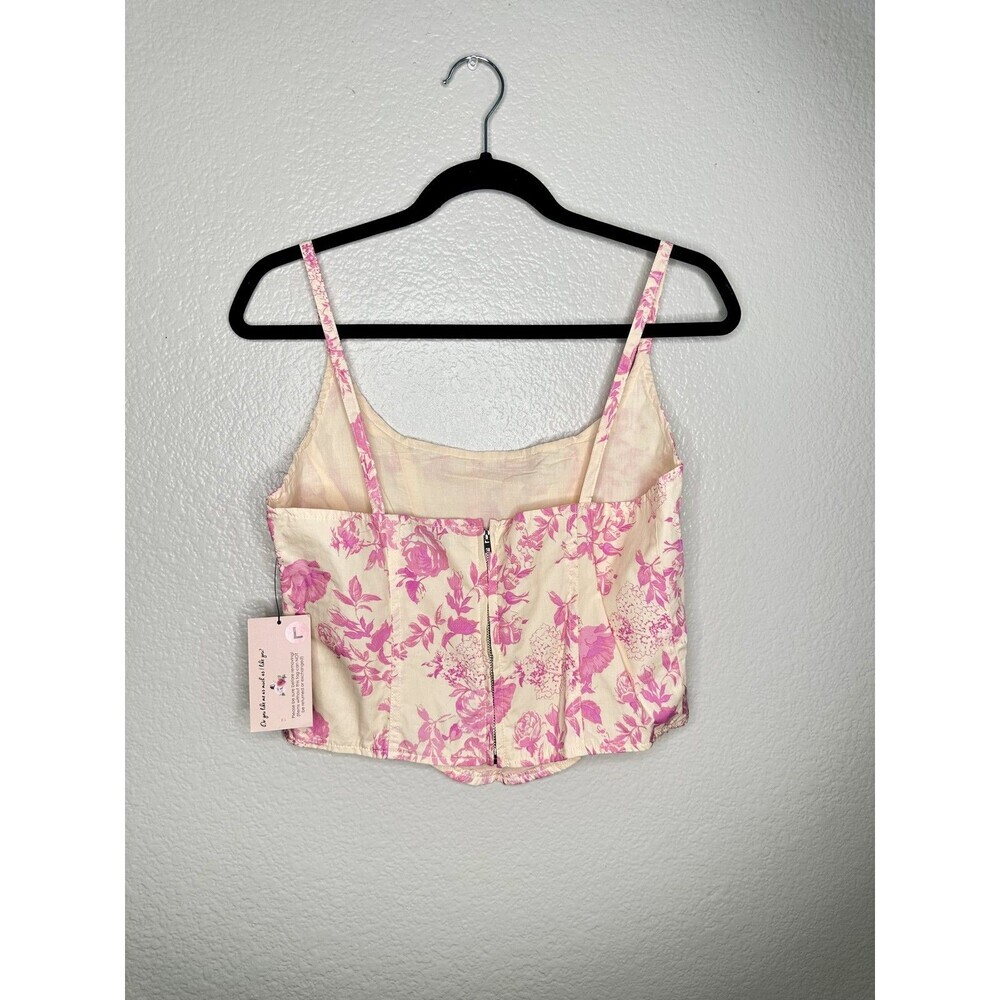 New Pippa & Pearl Womens Large Bustier Blouse Corset Top Pink Floral Olivaceous — image 5 of 5